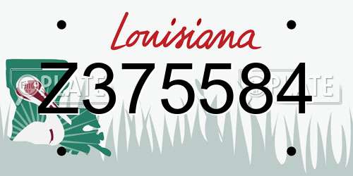 Z375584 Louisiana License Plate