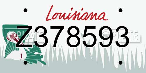 Z378593 Louisiana License Plate