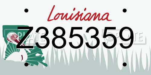 Z385359 Louisiana License Plate
