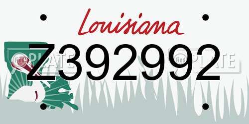 Z392992 Louisiana License Plate