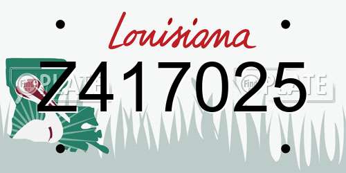 Z417025 Louisiana License Plate