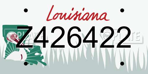 Z426422 Louisiana License Plate