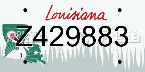 Z429883 Louisiana License Plate