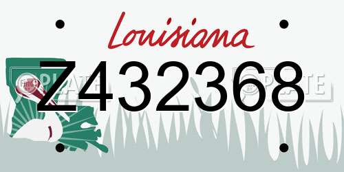 Z432368 Louisiana License Plate