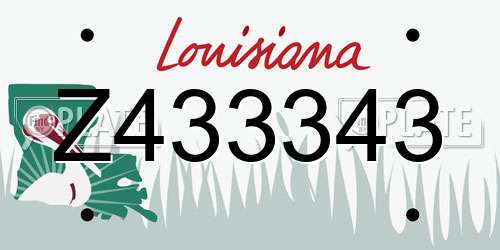 Z433343 Louisiana License Plate