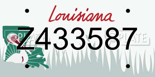 Z433587 Louisiana License Plate