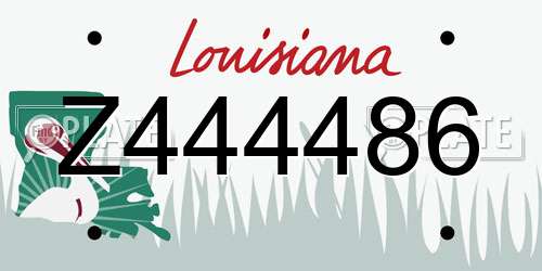 Z444486 Louisiana License Plate