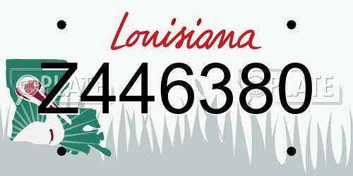Z446380 Louisiana License Plate
