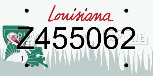 Z455062 Louisiana License Plate