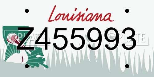 Z455993 Louisiana License Plate