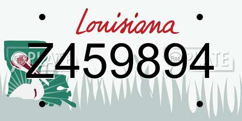 Z459894 Louisiana License Plate