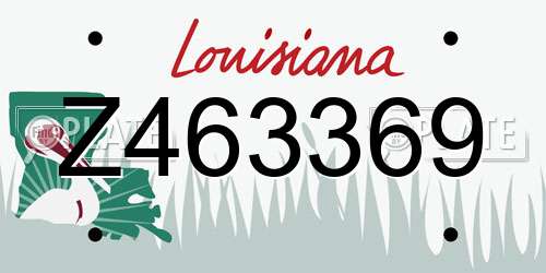 Z463369 Louisiana License Plate