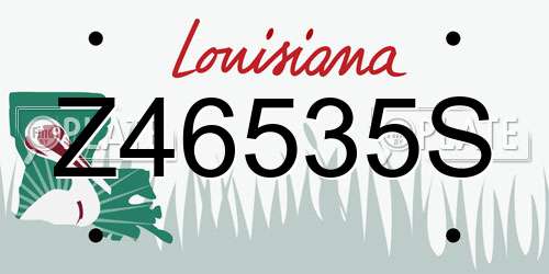 Z46535S Louisiana License Plate