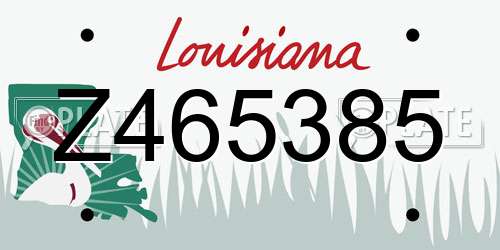 Z465385 Louisiana License Plate