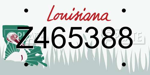 Z465388 Louisiana License Plate