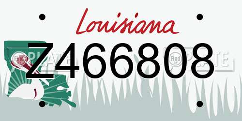Z466808 Louisiana License Plate
