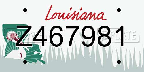 Z467981 Louisiana License Plate
