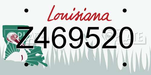 Z469520 Louisiana License Plate