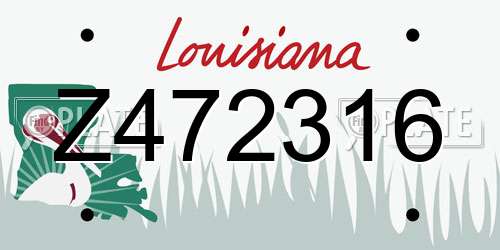 Z472316 Louisiana License Plate