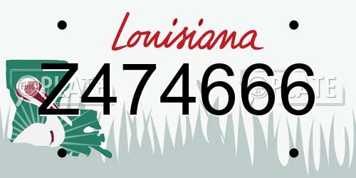 Z474666 Louisiana License Plate