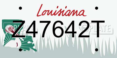 Z47642T Louisiana License Plate