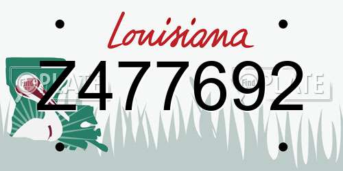 Z477692 Louisiana License Plate
