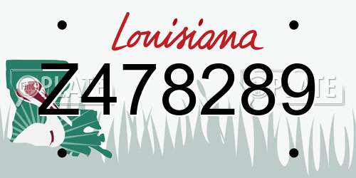 Z478289 Louisiana License Plate