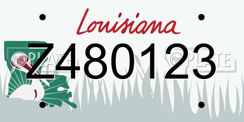 Z480123 Louisiana License Plate