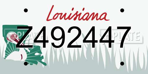 Z492447 Louisiana License Plate