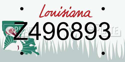 Z496893 Louisiana License Plate