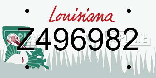 Z496982 Louisiana License Plate