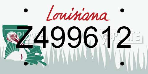 Z499612 Louisiana License Plate
