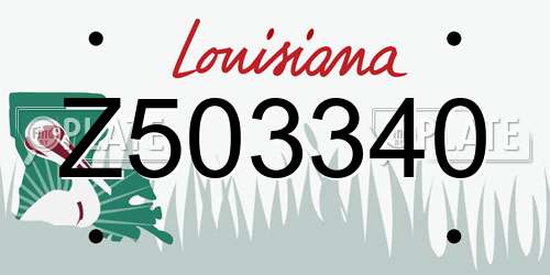 Z503340 Louisiana License Plate