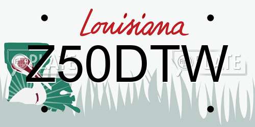 Z50DTW Louisiana License Plate