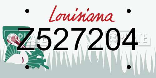 Z527204 Louisiana License Plate