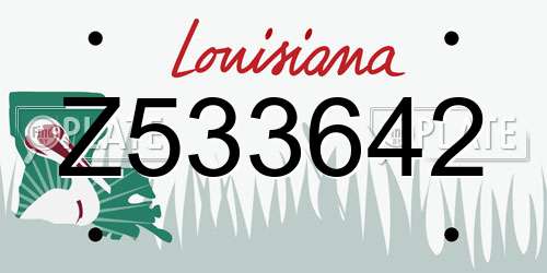 Z533642 Louisiana License Plate