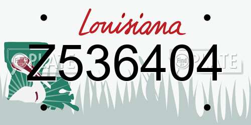 Z536404 Louisiana License Plate