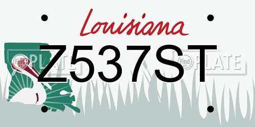Z537ST Louisiana License Plate