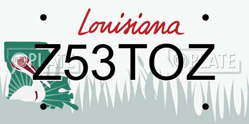 Z53TOZ Louisiana License Plate