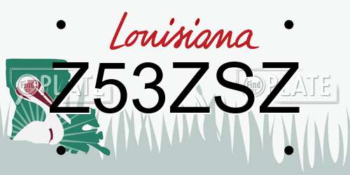 Z53ZSZ Louisiana License Plate