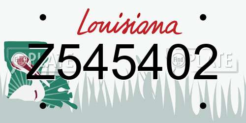 Z545402 Louisiana License Plate