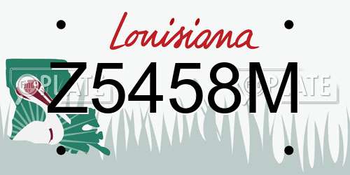 Z5458M Louisiana License Plate