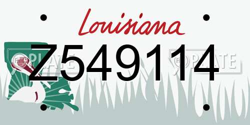 Z549114 Louisiana License Plate