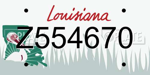 Z554670 Louisiana License Plate
