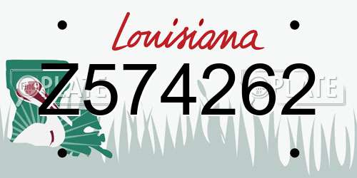 Z574262 Louisiana License Plate