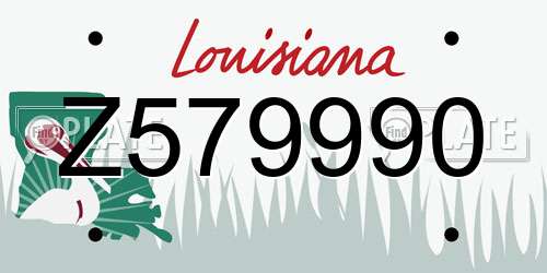 Z579990 Louisiana License Plate