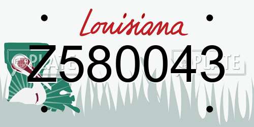 Z580043 Louisiana License Plate