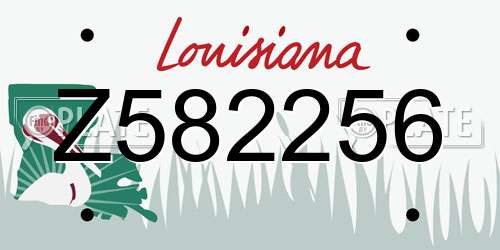 Z582256 Louisiana License Plate