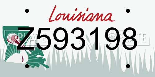 Z593198 Louisiana License Plate