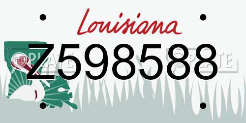 Z598588 Louisiana License Plate